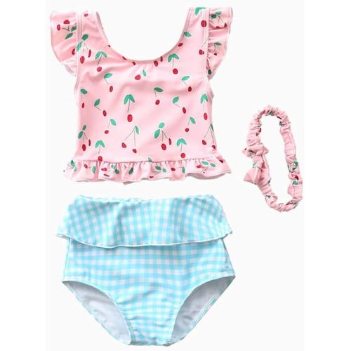 Maillot De Bain Fendu Mignon De Filles Sweet Cherry Swimwear Pour Nourrissons Et Jeunes Enfants,Pink-Xl