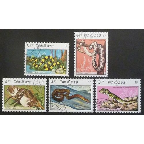Laos Oblitéré Lot De 5 Timbres De 1984 Reptiles