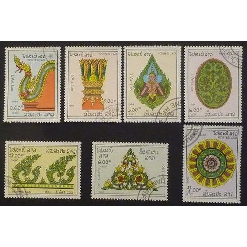 Laos Oblitéré Y Et T N° 606 À 612 Lot De 7 Timbres De 1984 Art Lao (Série Complète)