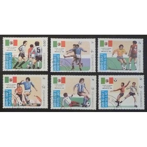 Laos Oblitéré Lot De 6 Timbres De 1985 Coupe Du Monde Foot