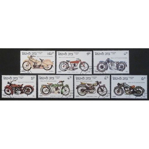 Laos Oblitéré Y Et T N° 624 À 630 Lot De 7 Timbres De 1985 Motocyclettes (Serie Complète)