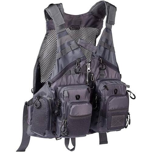 Gilet De Pêche Bassdash Unisexe, Ajustable Pour Pêche À La Mouche Et Les Activités Extérieures Gris