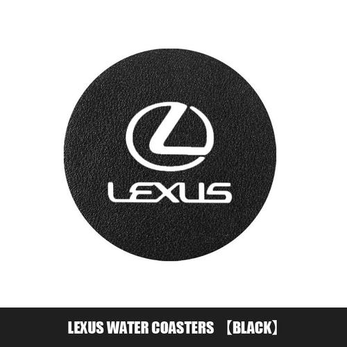 Pu Noir - Polymères De Tasse De Voiture En Cuir Pu, Sous-Verre D'emblème Automatique, Accessoires Pour Lexus Es, Gx460, Ct200h, Gs, Gx, Is, Ls, Lx, Fsport, Nx, Rx Affiliés, 2 Pièces