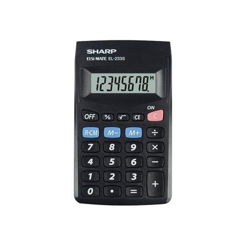 Sharp Elsi Mate EL-233S - Calculatrice de poche - 8 chiffres - pile - noir