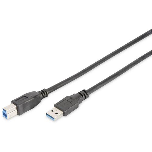Digitus USB 3.0 Câble de raccordement [1x USB 3.0 mâle type A - 1x USB 3.0 mâle type B] 1.8 m noir rond, blindage triple