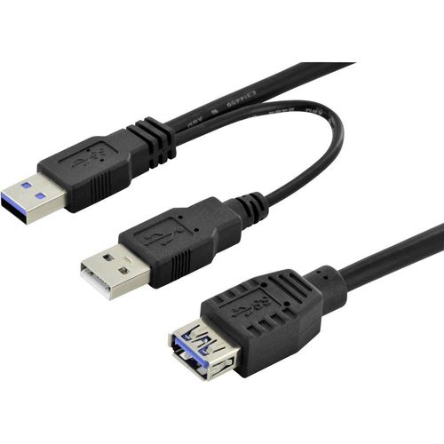 DIGITUS - Câble USB - USB type A (M) pour USB type A (F) - USB 3.0 - 30 cm - moulé - noir