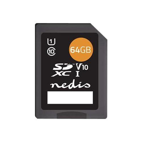 Nedis MSDC64100BK - Carte mémoire flash - 64 Go - UHS Class 1 / Class10 - SDXC UHS-I - noir