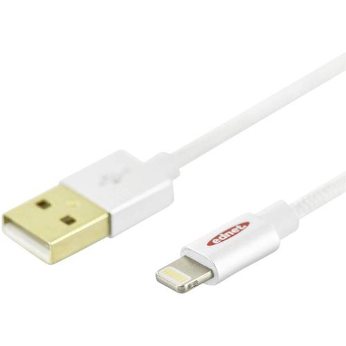 Ednet - Câble Lightning - Lightning mâle pour USB mâle - 1 m - double blindage - argent