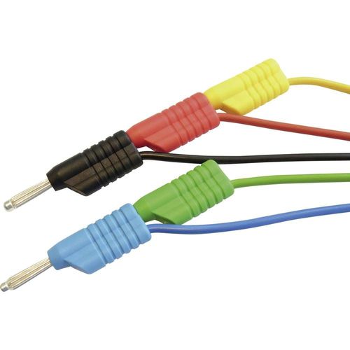 VOLTCRAFT MS 4250S Set de cordons de mesure[Banane mâle 4 mm -Banane mâle 4 mm ] 1 m rouge, noir, bleu, vert, jaune