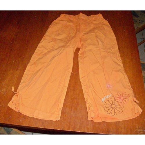 Pantacourt Fleurs Verbaudet Orange Taille 7 Ans ...