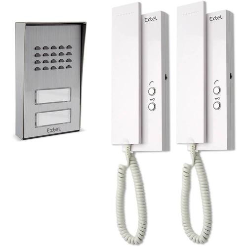 Extel 710016 Interphone 2 fils Set complet 2 foyers blanc, aluminium
