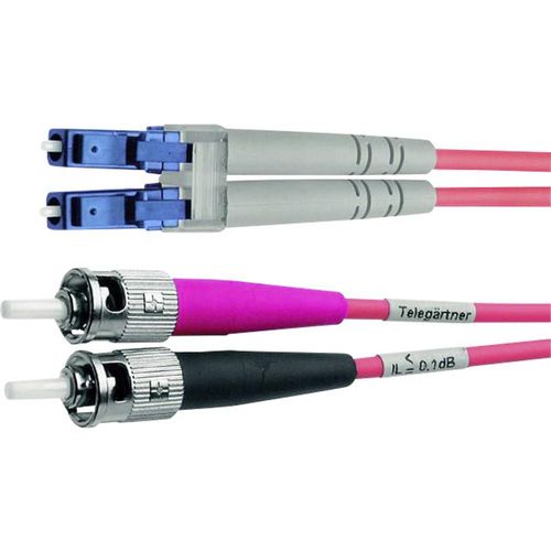 Telegärtner - Cordon de raccordement - ST (M) pour LC (M) - 2 m - fibre optique - 50 / 125 microns - OM4 - démarré - violet