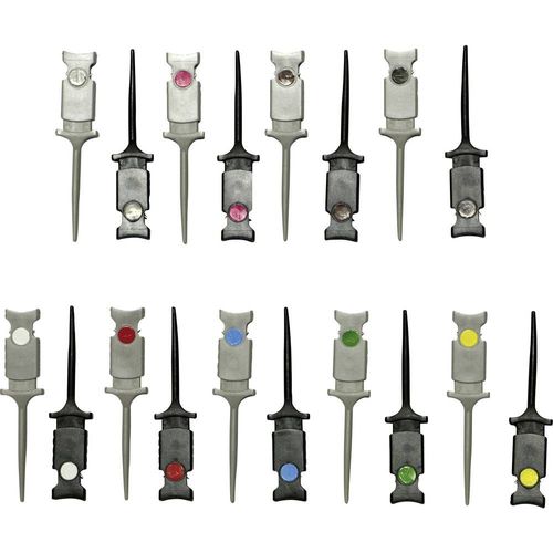 Kit de micro grip fils VOLTCRAFT enfichable 0.64 mm CAT I noir, rouge, marron, vert, jaune, violet, bleu, blanc, gris