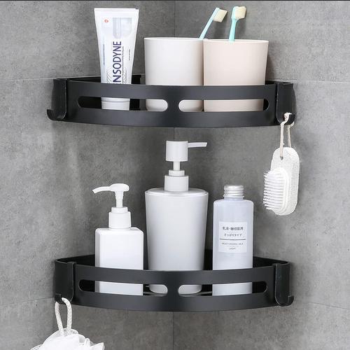 Support De Douche D'angle Monobloc Pour Salle De Bain Et Toilettes, Casier D'accessoires De Douche En Aluminium, Finition Mate, Noir Mns