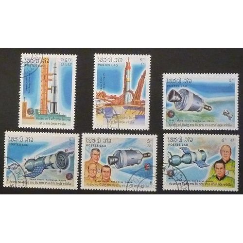 Laos Oblitéré Lot De 6 Timbres De 1985 Vol Apollo Soyouz