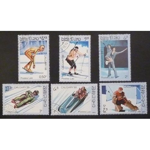 Laos Oblitéré Lot De 6 Timbres De 1987 J O Calgary