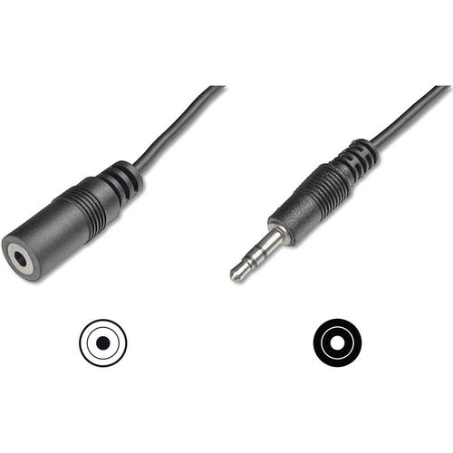ASSMANN - Rallonge de câble audio - mini-phone stereo 3.5 mm femelle pour mini-phone stereo 3.5 mm mâle - 5 m - blindé - noir - moulé