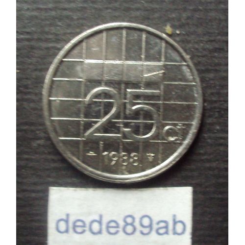 Pays-Bas . Pièce De 25 Cent 1988 . Beatrix Koningin Der Nederlanden .