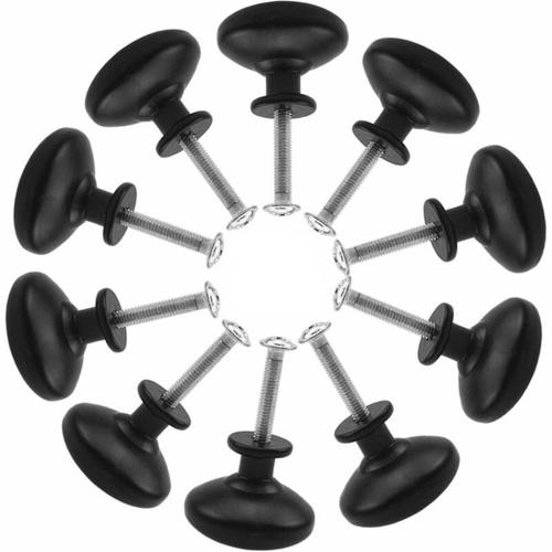 10pcs Noir Tiroir De Porte Poignée, 30mm Bouton De Meubles, Unique Trou Rond Boutons De Tiroir, Boutons De Porte, Poignées De Meuble Pour Placard Armoire Cuisine, Chambre D'enfant