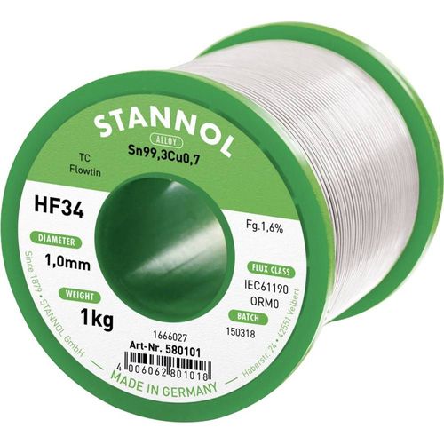 Stannol Fil à souder HF34 1,6 % 1,0 mm FLOWTIN TC CD 1 N/A