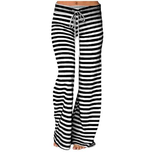 Imprimer Sleep Bottom Femmes Coton Pantalons Home Pyjamas Doux Slip Été Pantalons Cordon De Serrage Grande Taille Sexy Rayé Casual Grande Taille