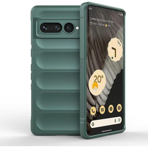 Coque Silicone Liquide Pour Google Pixel 7 Pro Vert Avec Protection Anti-Germes Et Doublure Douce En Microfibre, Housse Full Body Protection Étui Antichoc