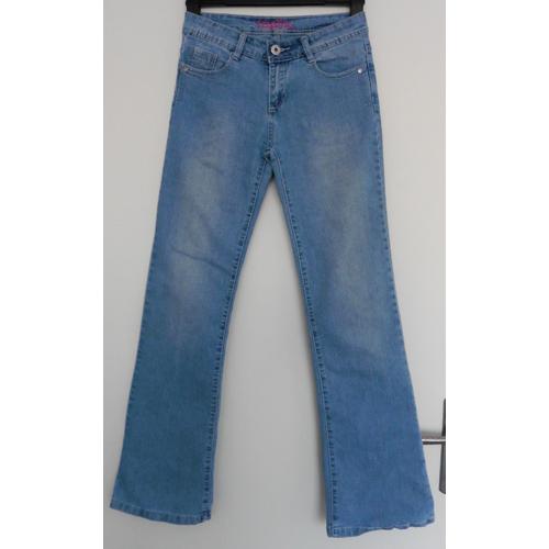 Jean Bleu Ciel Délavé. Bootcut. Mim. Coton. Polyester. Elasthanne. Taille 36