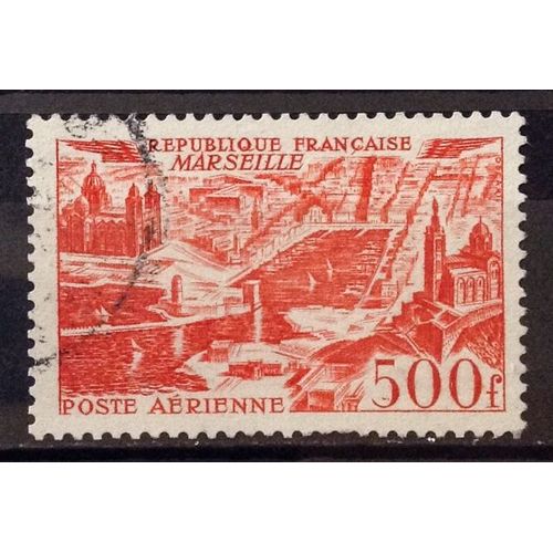 Vues Grandes Villes Marseille 500f Rouge (Joli Aérienne N° 27) Obl - Cote 7,00 - France Année 1949 - N22613