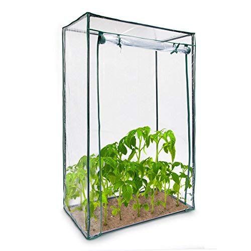 Relaxdays serre pour tomates jardin pvc terrasse portable avec porte fermeture enroulable, vert
