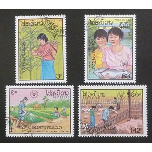 Laos Oblitéré Lot De 4 Timbres De 1987 Alimentation