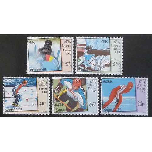 Laos Oblitéré Lot De 5 Timbres De 1988 J O Calgary