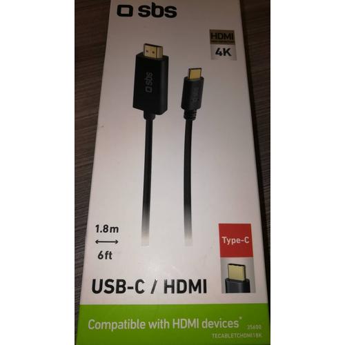 Cable usb-c /hdmi longueur 1,8m.