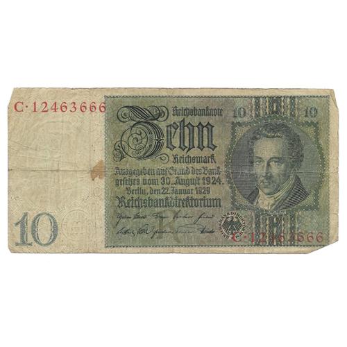 Billet 10 Reichsmark Albrecht Daniel Thaer 1929 Allemagne