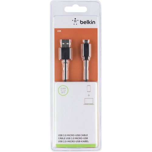 Belkin - Câble USB - Micro-USB de type B (M) pour USB (M) - USB 2.0 - 90 cm - moulé, rétractable