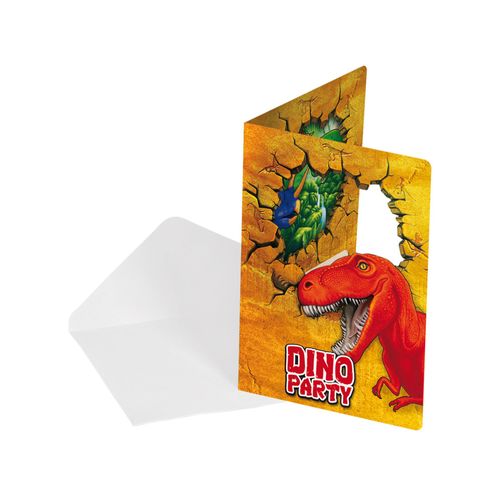 6 Cartons D'invitation En Carton Dinosaures Avec Enveloppes 15 Cm Taille Unique