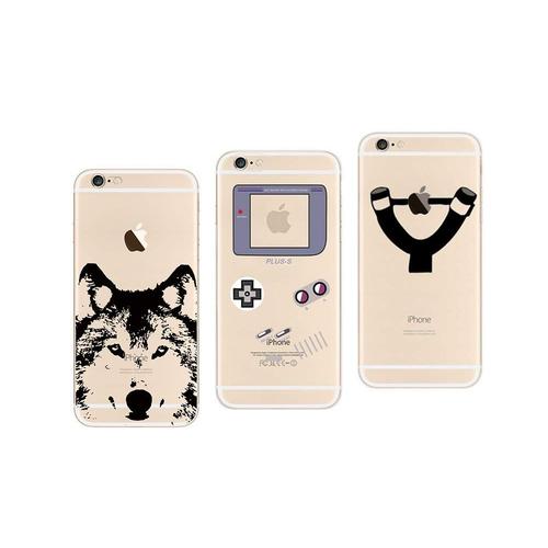 3 Coques Compatibles Apple Iphone 6 Plus ( 6 + ) Gel Souple Solide Résistant Anti Choc Avec Impression De Qualité (Pack#1)