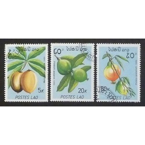 Laos Oblitéré Lot De 3 Timbres De 1989 Fruits Exotiques