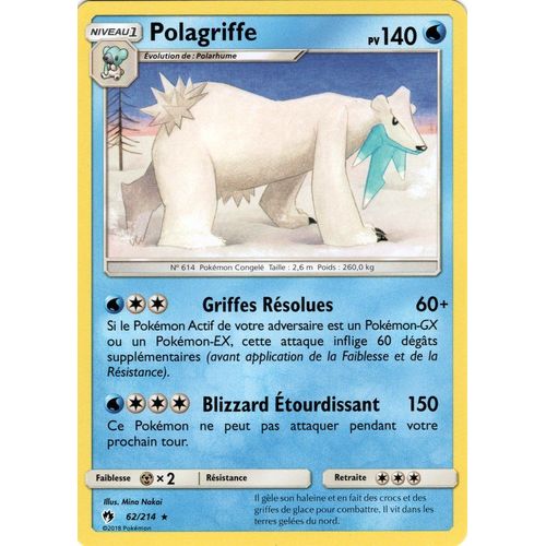Carte Francaise Polagriffe 62/214 Tonnerre Perdu Pokemon