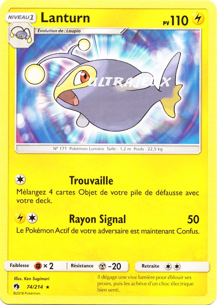 Pokémon - 74/214 - Lanturn - Sl8 - Soleil Et Lune - Tonnerre Perdu - Rare