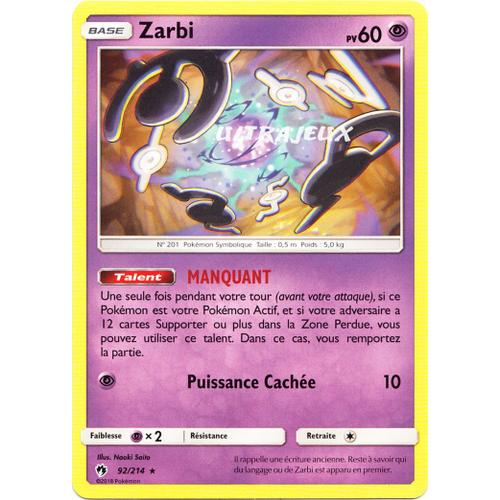 Pokémon - 92/214 - Zarbi - Sl8 - Soleil Et Lune - Tonnerre Perdu - Rare
