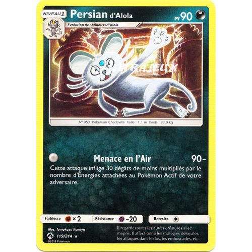 Pokémon - 119/214 - Persian D'alola - Sl8 - Soleil Et Lune - Tonnerre Perdu - Rare