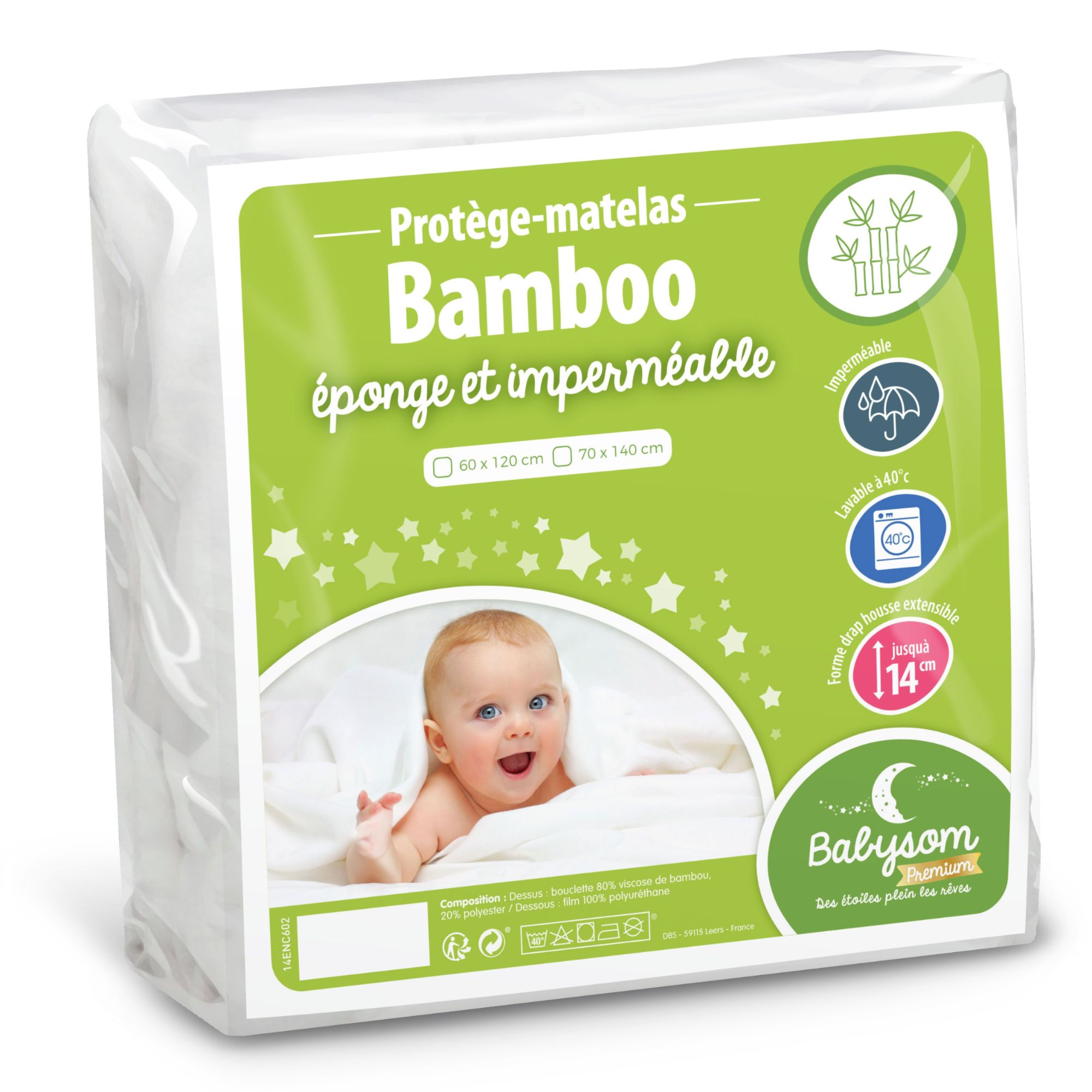 Babysom - Protège Matelas / Alèse Bébé - Bamboo - 70x140 Cm - Imperméable - Doux Et Respirant - Bouclette Éponge