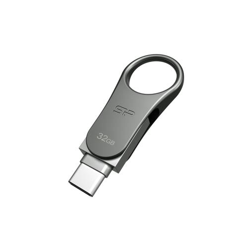 SILICON POWER Mobile C80 - Clé USB - 32 Go - USB 3.0 / USB type C - titane