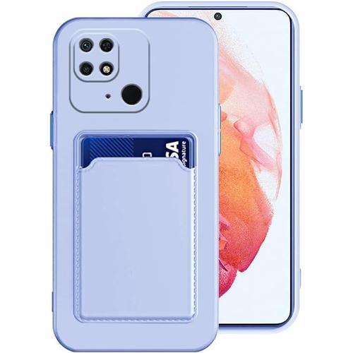 Compatible Avec Coque Redmi 10c, Silicone Xiaomi Redmi 10c Housse De Protection Avec Slot Card Holder Étui Premium Tpu Case De Souple Antichoc Cover Mauve