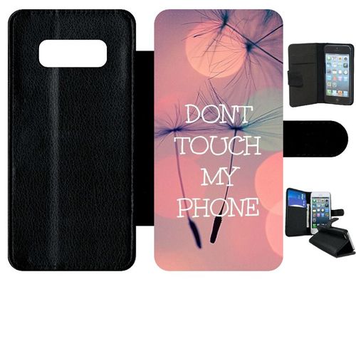 Etui A Rabat - Dont Touch My Phone Fond Rose Poudree - Compatible Avec Samsung Galaxy Note 8.0 - Simili-Cuir - Bord Noir