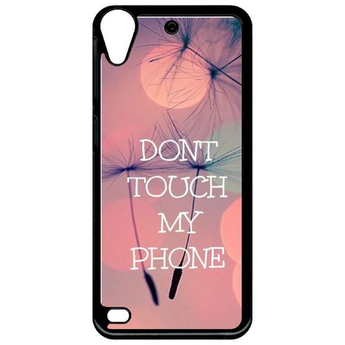 Coque Pour Smartphone - Dont Touch My Phone Fond Rose Poudree - Compatible Avec Htc Desire 530 - Plastique - Bord Noir