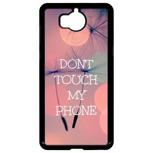 Coque Pour Smartphone - Dont Touch My Phone Fond Rose Poudree - Compatible Avec Huawei Y5 (2017) - Plastique - Bord Noir