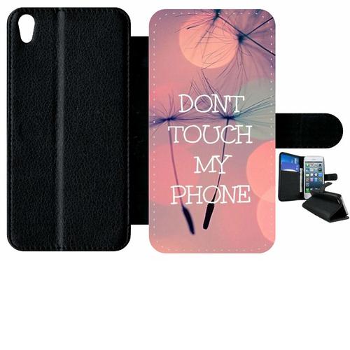 Etui À Rabat Xperia Xa - Dont Touch My Phone Fond Rose Poudree - Simili-Cuir - Noir