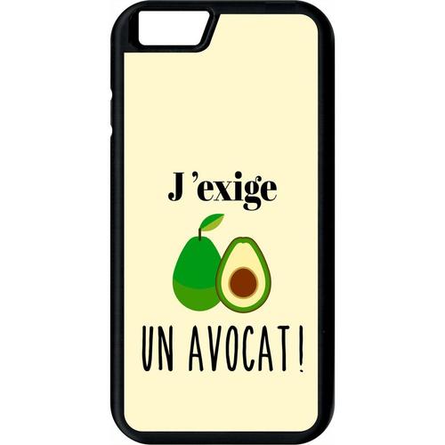 Coque Pour Smartphone - J Exige Un Avocat Fond Beige Clair - Compatible Avec Apple Iphone 6 - Plastique - Bord Noir