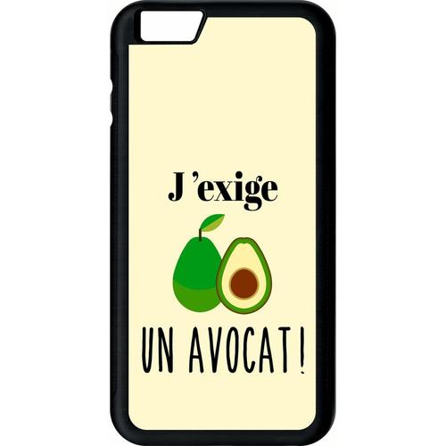 Coque Pour Smartphone - J Exige Un Avocat Fond Beige Clair - Compatible Avec Apple Iphone 6+ - Plastique - Bord Noir